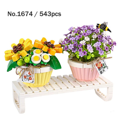 Flower Building Blocks DIY Plant Bonsai Decoration Rose
