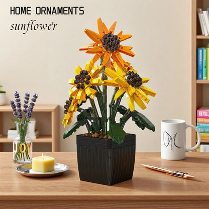 Potted Sunflowers Building Blocks Flower Plants Series Home Decor