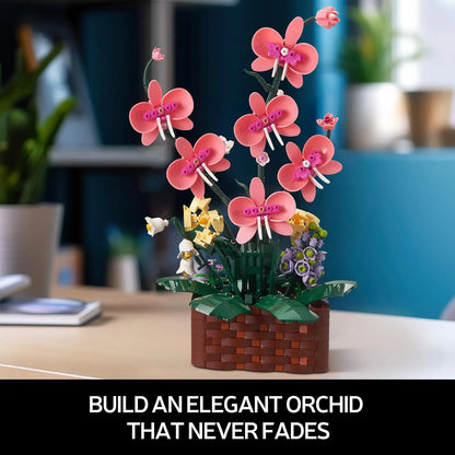Moc Orchids Potted Building Blocks Succulents Potted Model