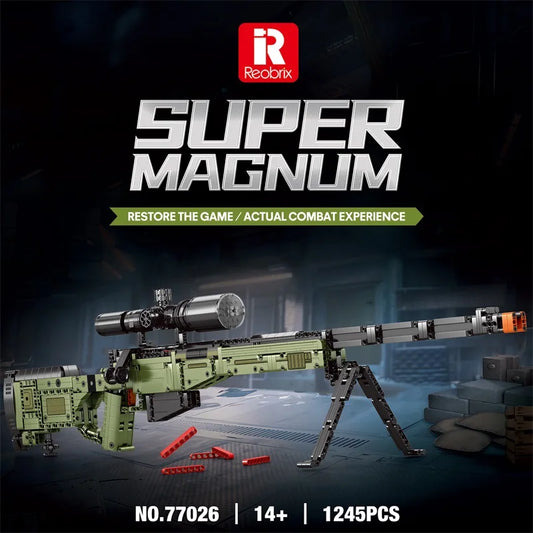 1245PCS AWM Sniper Rifle Model Building Blocks Military Weapon Super Magnum With Scope Bricks Toys Set Children's Holiday Gift