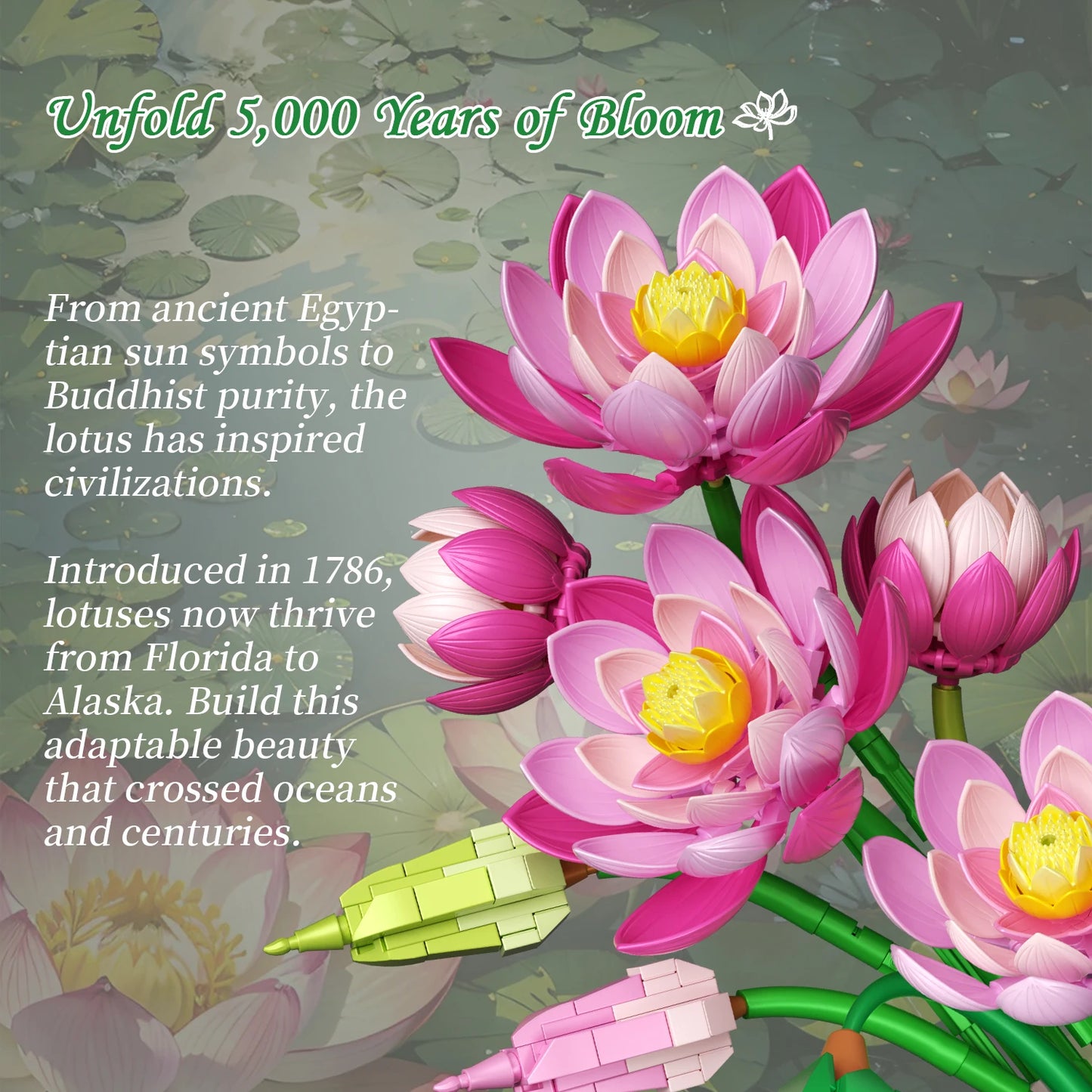 Lotus Flower with Vase Building Blocks