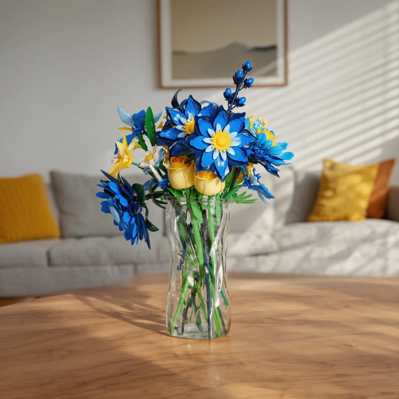 Romantic Ice Blue Daisy Bouquet Building Blocks Eternal Flower