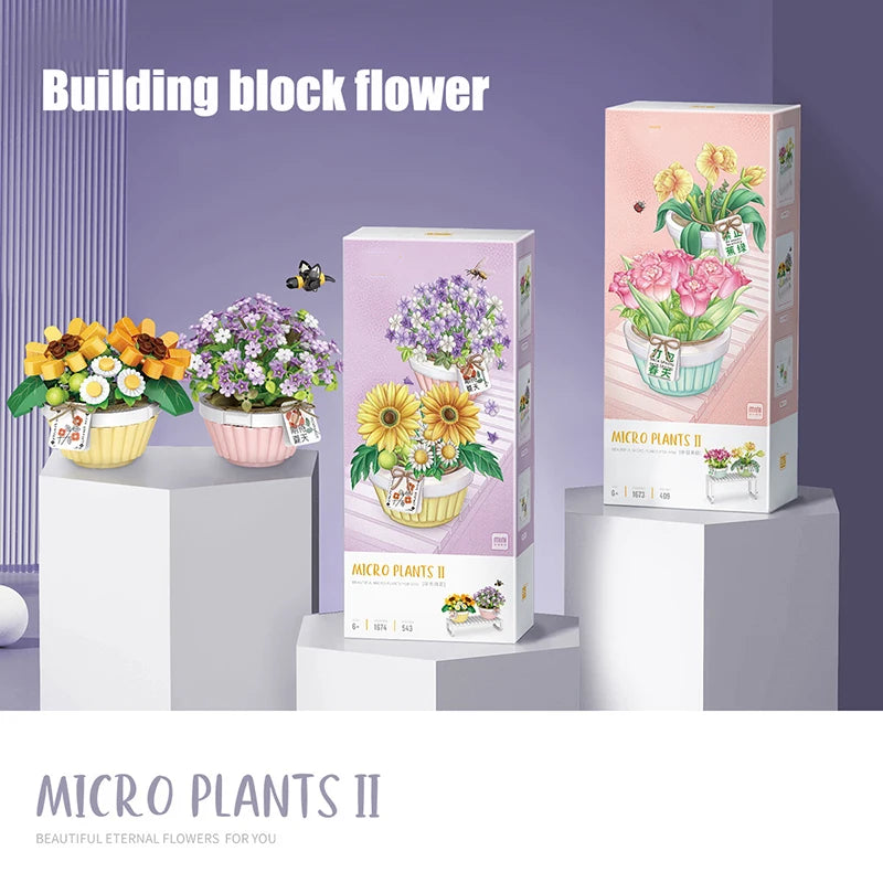 Flower Building Blocks DIY Plant Bonsai Decoration Rose