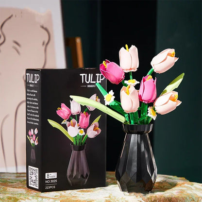 Rose Tulips Flower Model Building Blocks Set 3D