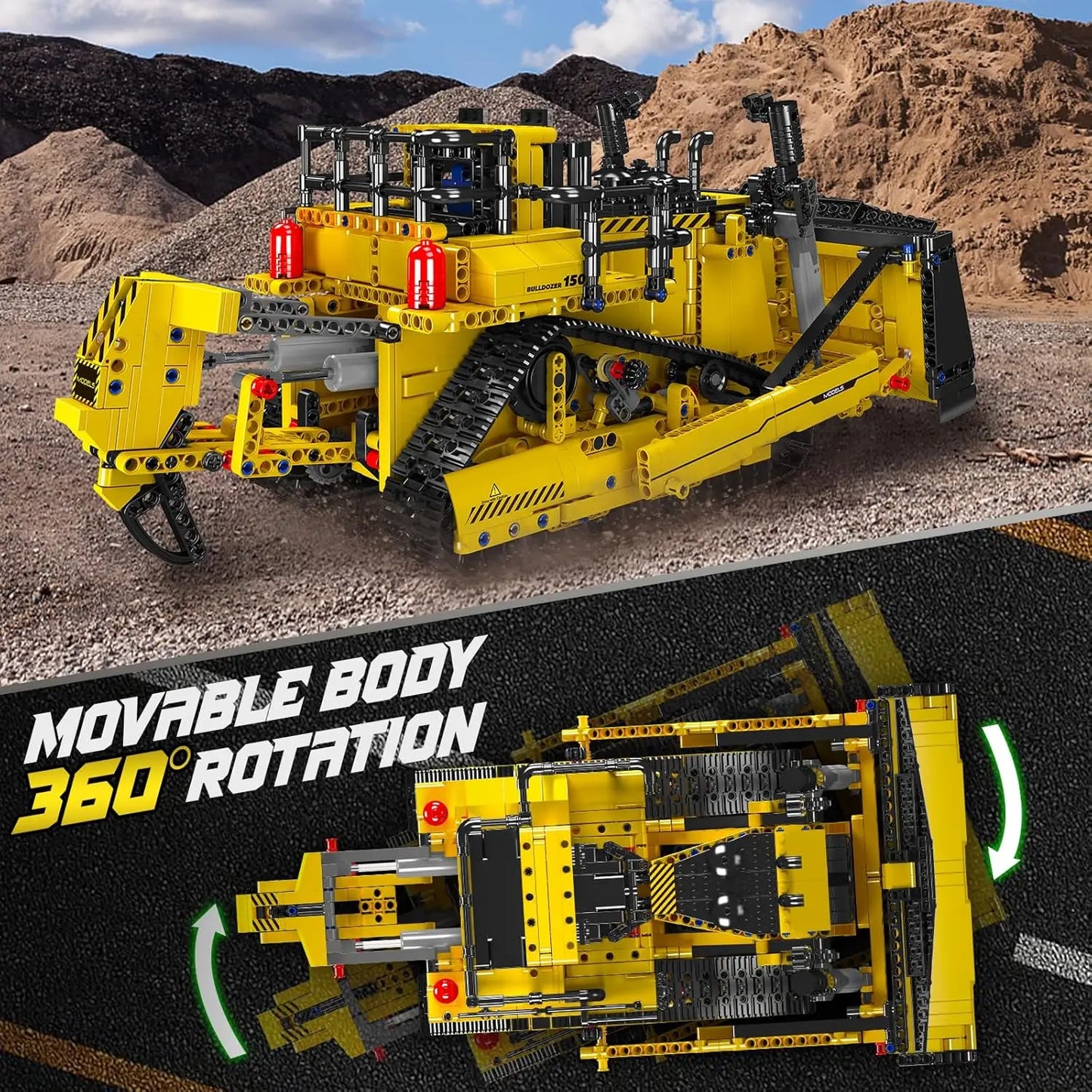 Truck Vehicle Electric Bulldozer Building Blocks