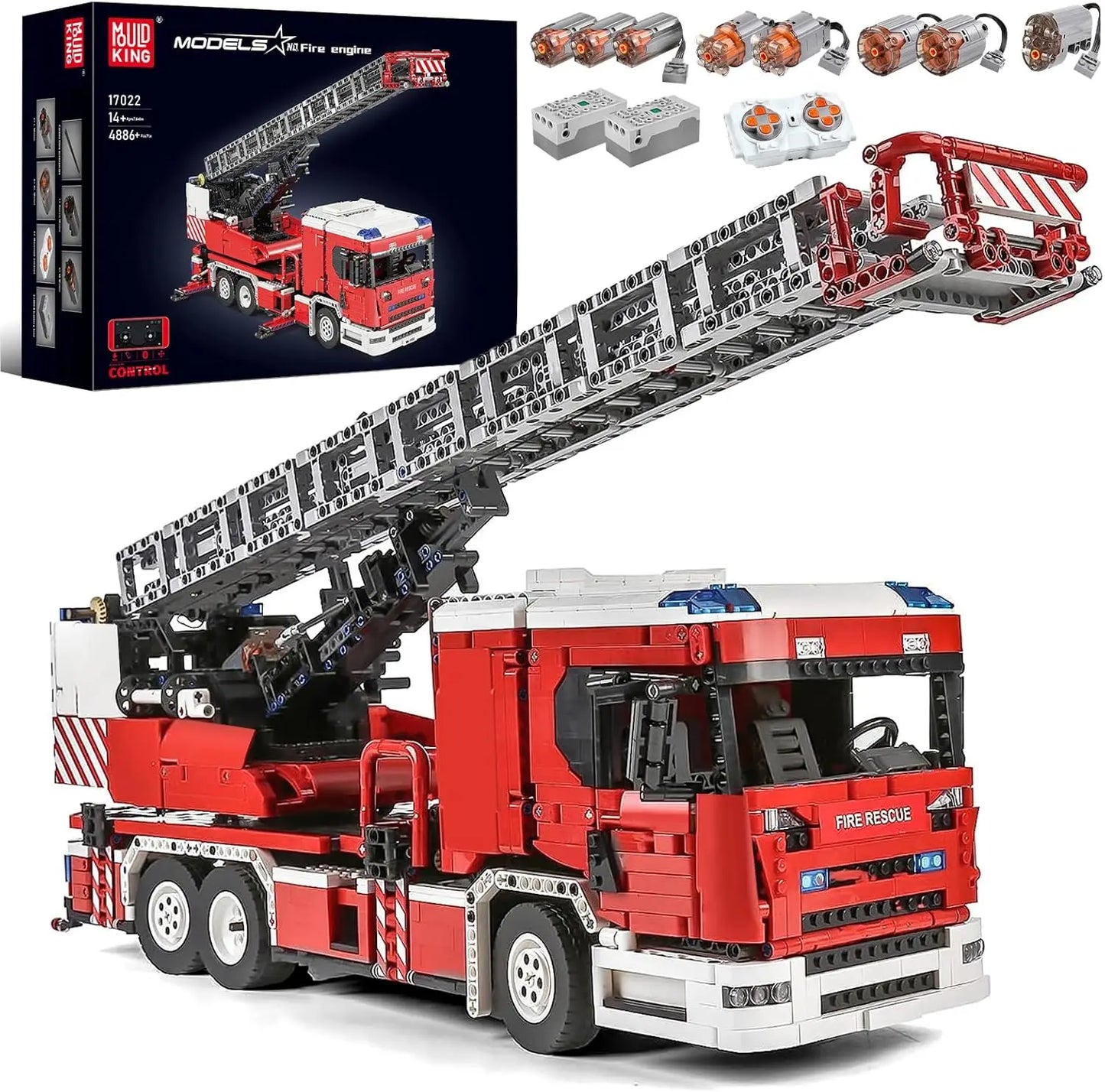 Fire Truck RC Building Blocks with Turntable Ladder