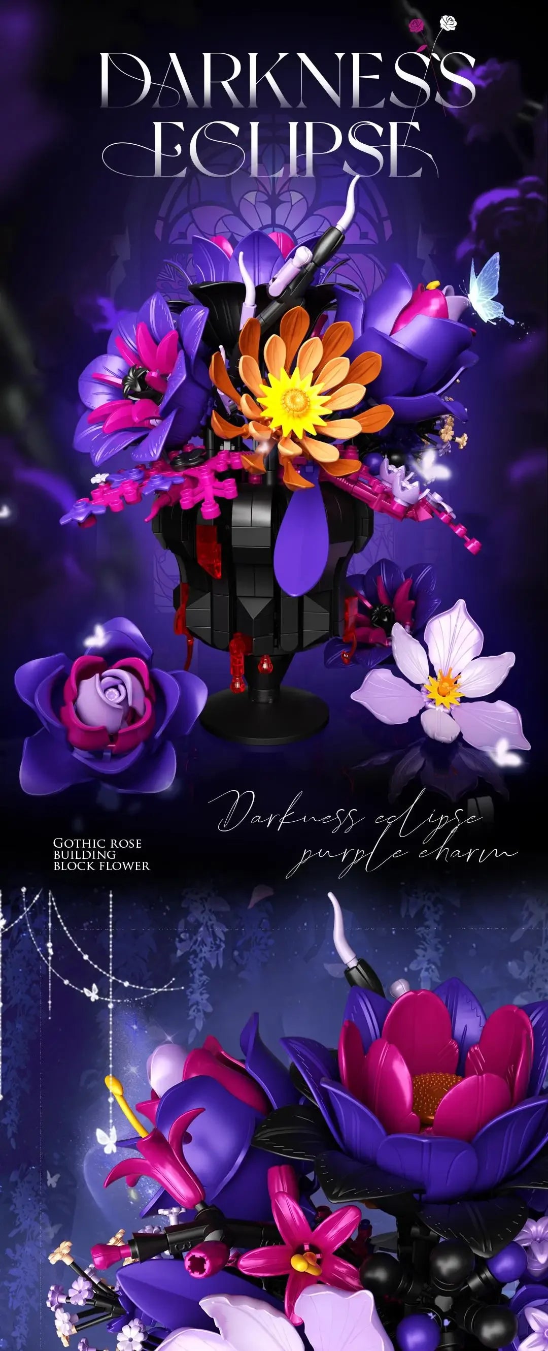 Romantic Flower Bouquet Building Blocks Preserved Flowers Vase Model