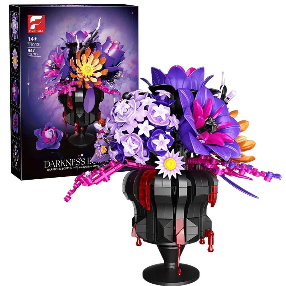 Romantic Flower Bouquet Building Blocks Preserved Flowers Vase Model
