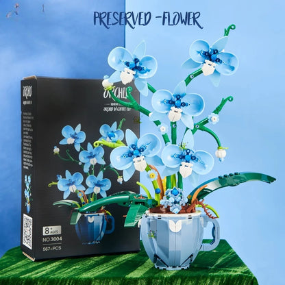 Flower Orchid Coffee Cup Potted Building Blocks