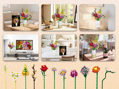 Flower Bouquet Building Blocks Rose Daisy Hyacinth