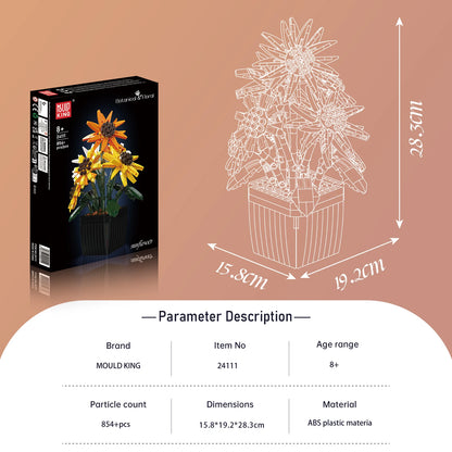 Potted Sunflowers Building Blocks Flower Plants Series Home Decor