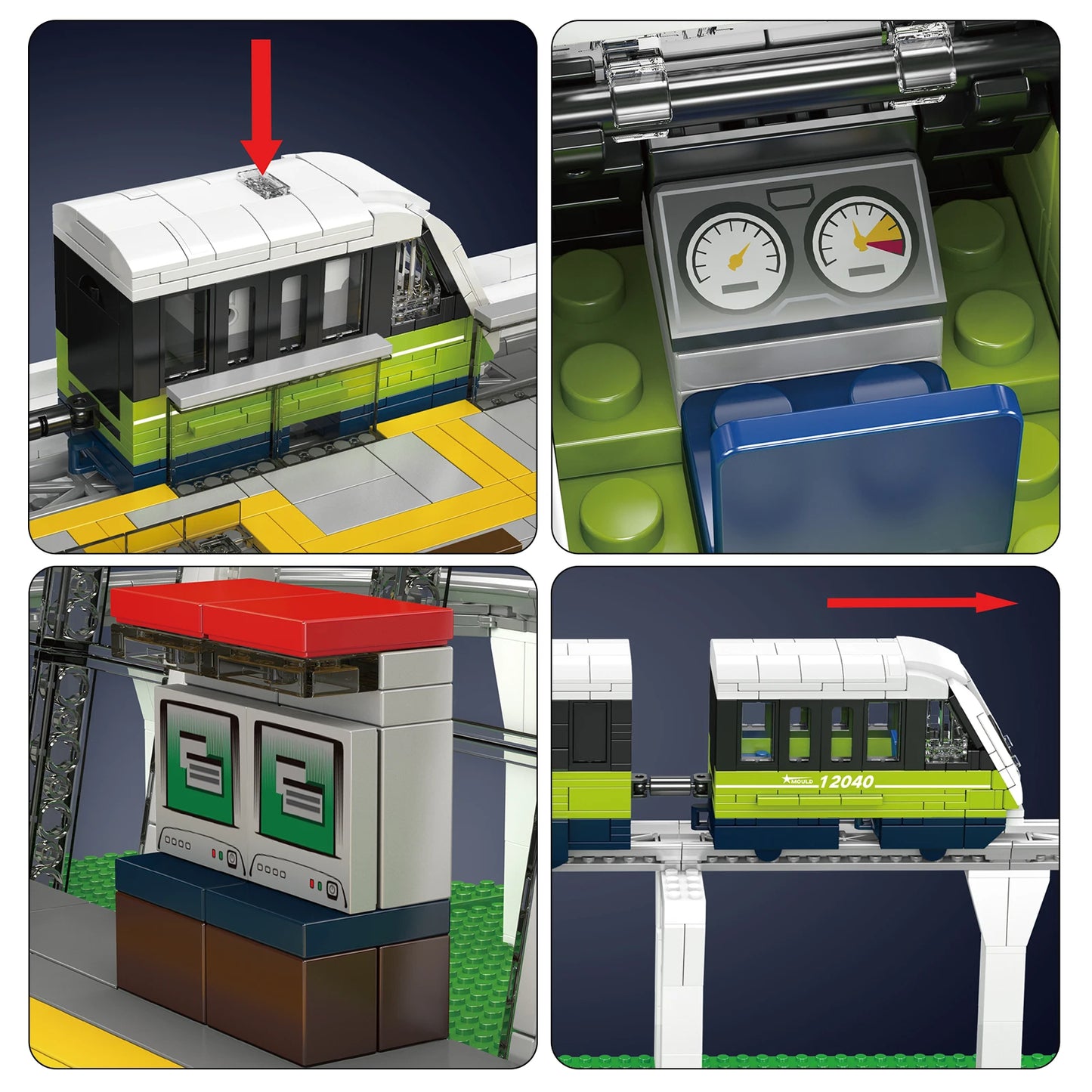 Italian Monorail Express Light Rail Train Building Blocks Set Passenger Train