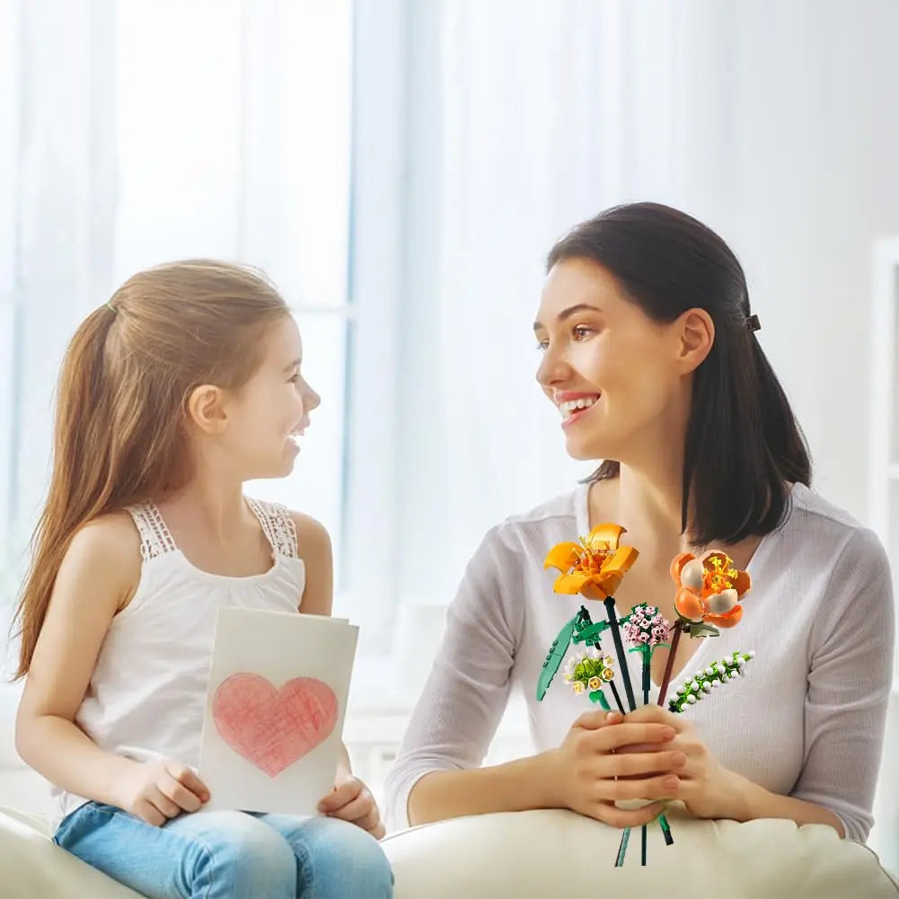 Mini Block Kids Building Toys Bricks Flowers