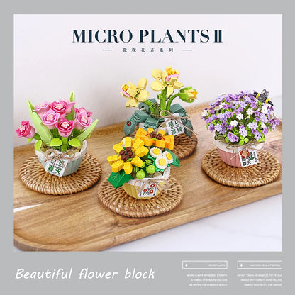 Flower Building Blocks DIY Plant Bonsai Decoration Rose
