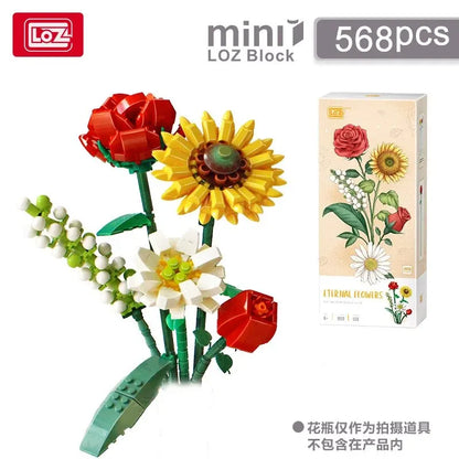 Mini Block Kids Building Toys Bricks Flowers