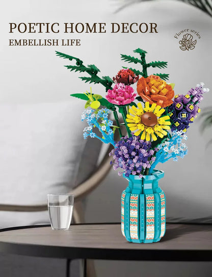 Sunflower Building Blocks Flower Bouquet Vase