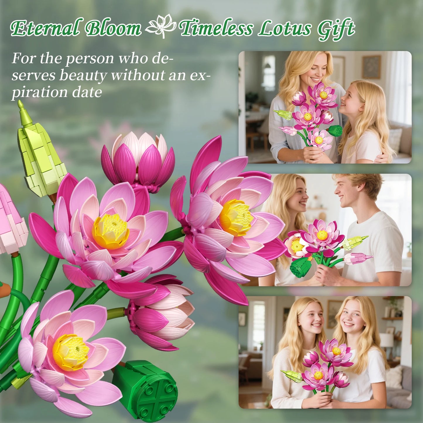 Lotus Flower with Vase Building Blocks