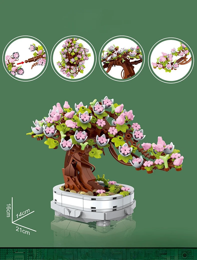 Bonsai Building Block Flower Creative Plant
