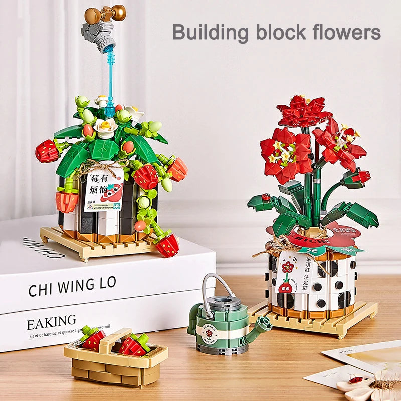 Flower Building Blocks Mini Potted Plant Bouquet