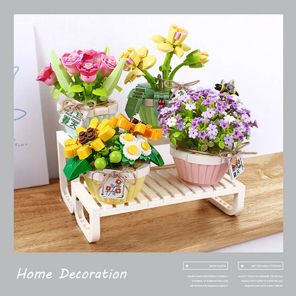 Flower Building Blocks DIY Plant Bonsai Decoration Rose