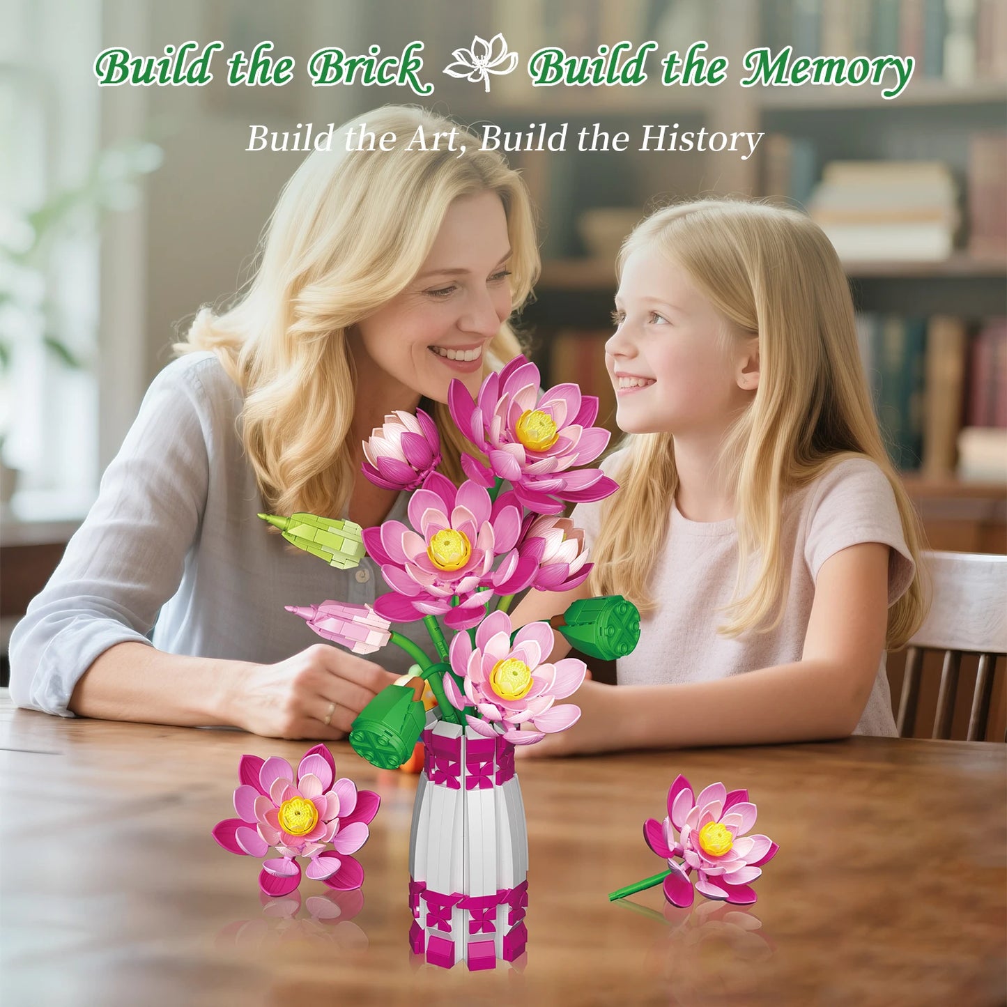 Lotus Flower with Vase Building Blocks