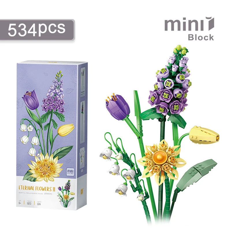 Flower Building Blocks DIY Plant Bonsai Decoration Rose