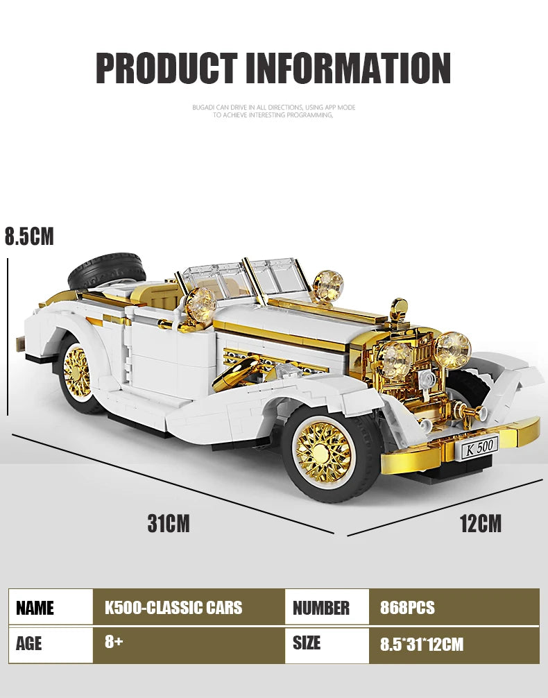 Vintage Car Model Assembly Creative Building Blocks