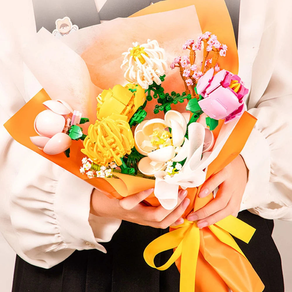 KNEW BUILT Flower Bouquet 3D Model Toy Mini Build Blocks