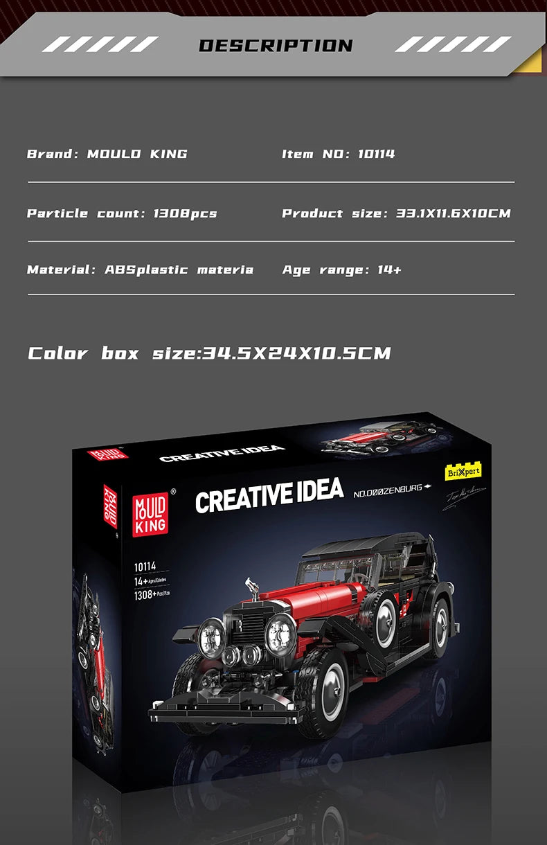 The Red Vintage Car Building Block