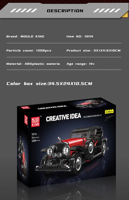 The Red Vintage Car Building Block
