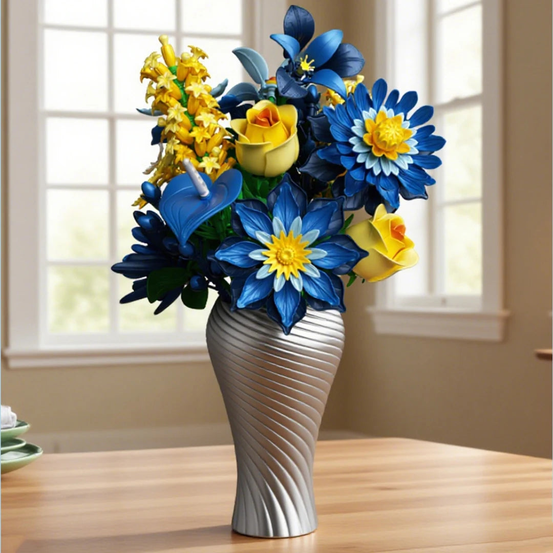 Romantic Ice Blue Daisy Bouquet Building Blocks Eternal Flower