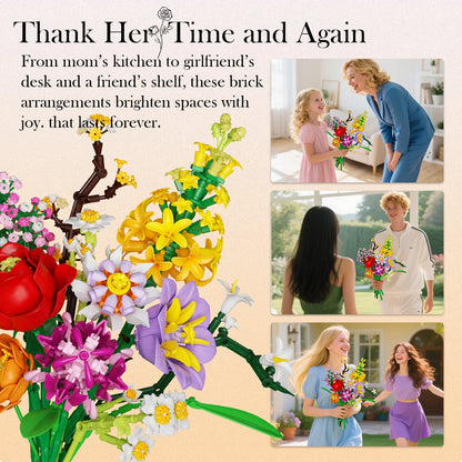 Flower Bouquet Building Blocks Rose Daisy Hyacinth