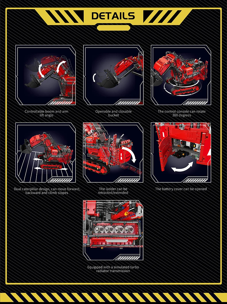 Excavator R9800 APP Controlled Building Blocks Set  with 6 Motors ﻿