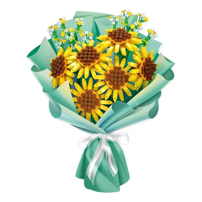 DIY Flower Building Block Rose sun flower Tulip Household Potted Plant Bouquet