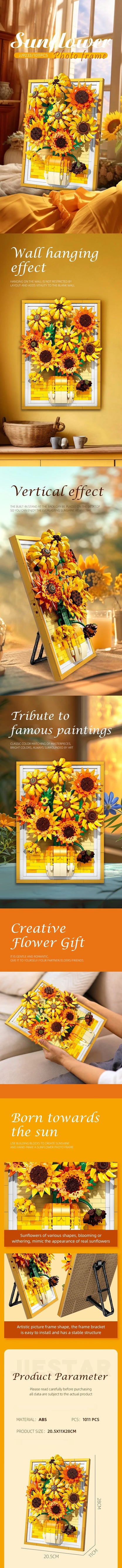 KNEW BUILT 3D Sunflower Photo Frame Building Block l