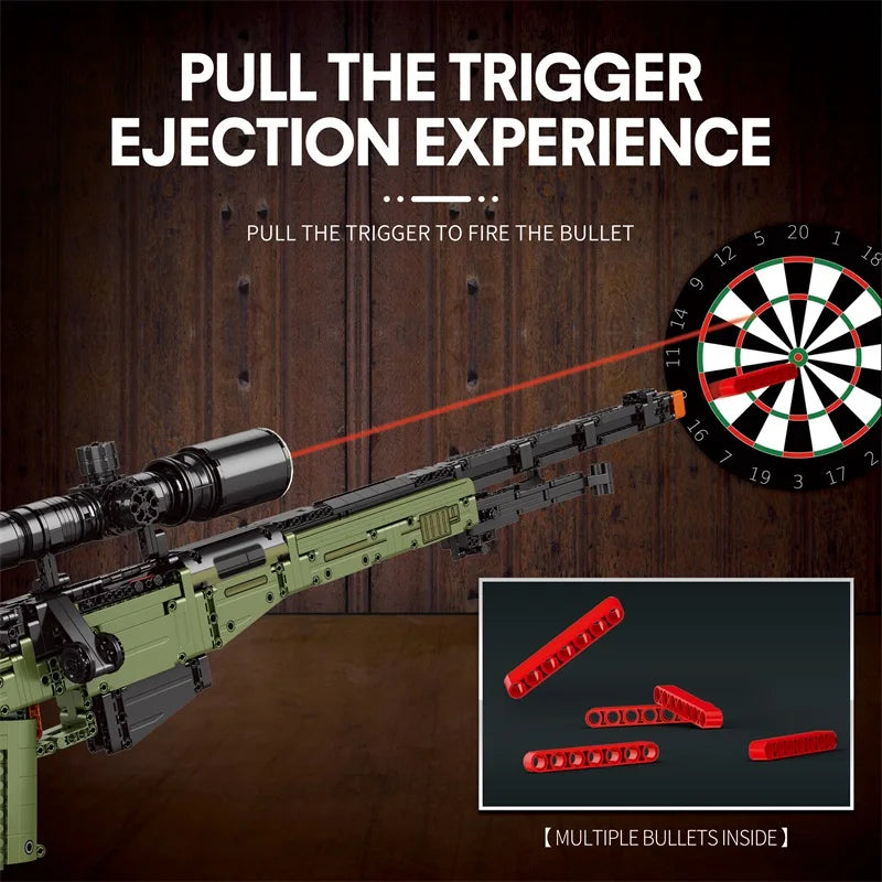 1245PCS AWM Sniper Rifle Model Building Blocks Military Weapon Super Magnum With Scope Bricks Toys Set Children's Holiday Gift