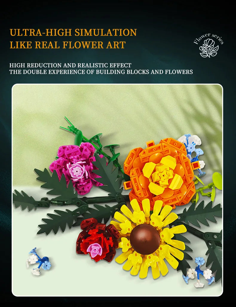 Sunflower Building Blocks Flower Bouquet Vase