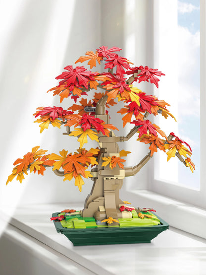 Bonsai maple tree home decoration, Building blocks tree model