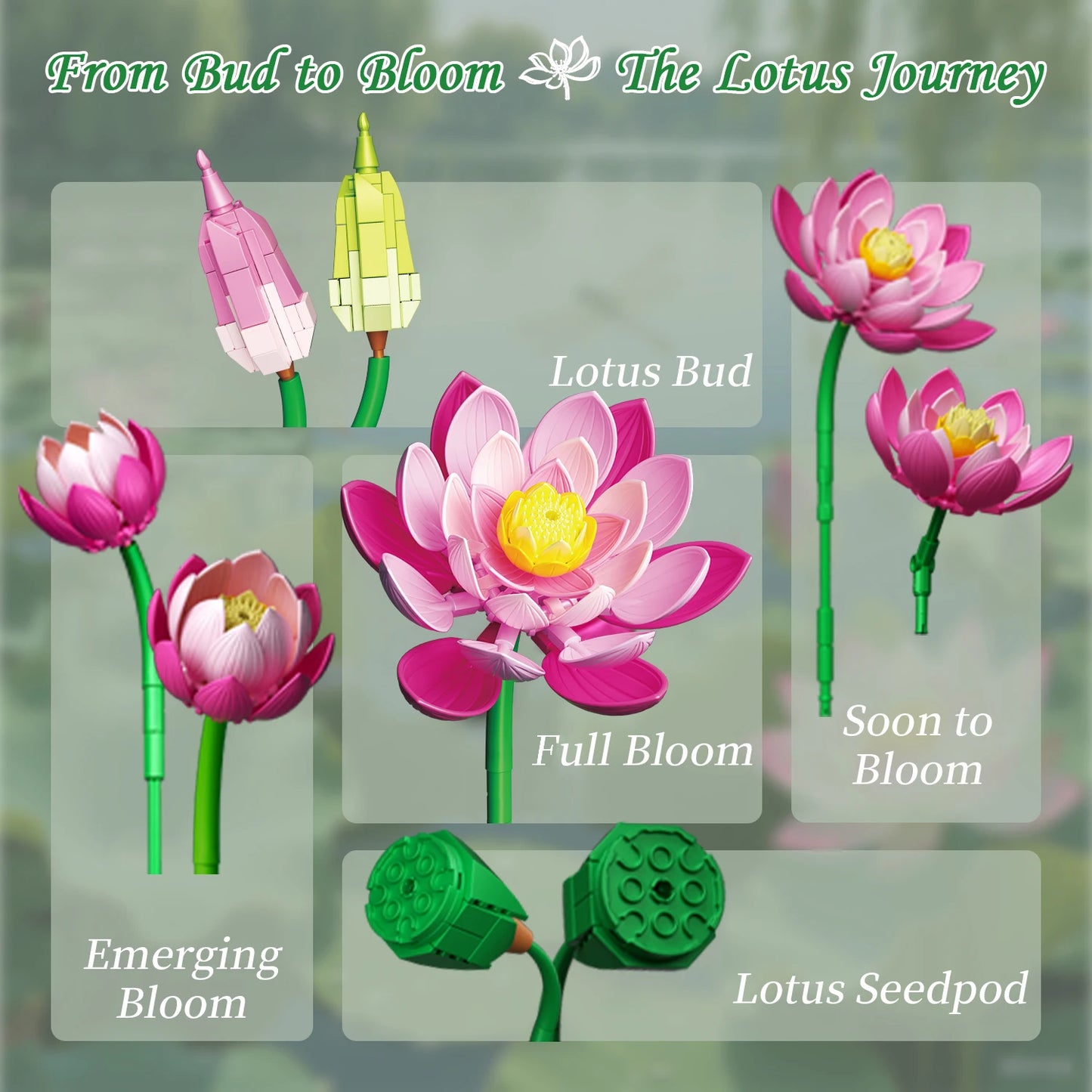 Lotus Flower with Vase Building Blocks