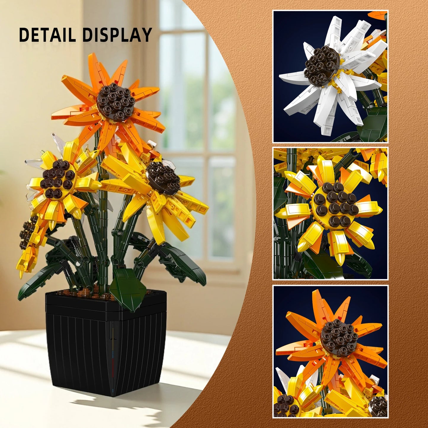 Potted Sunflowers Building Blocks Flower Plants Series Home Decor