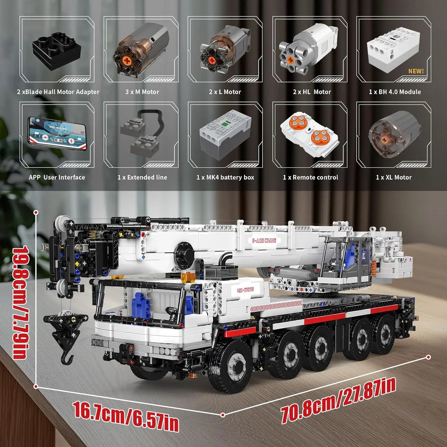 Truck Building Blocks Tech APP RC Controlled Mobile Crane