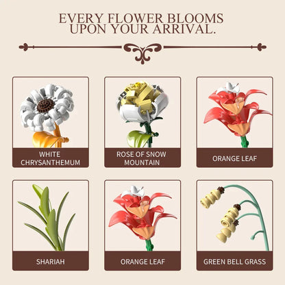 Artistic Bouquet Building Blocks Flower With Vase