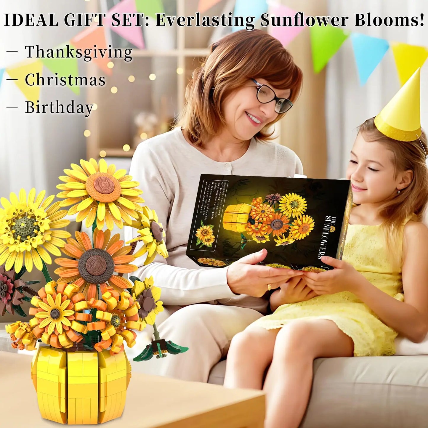 Sunflower Building Blocks Flower Bouquet Vase