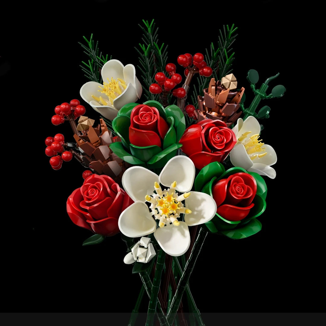 Yellow Flower Bouquet Building Set Block Roses Artificial Flowers Brick