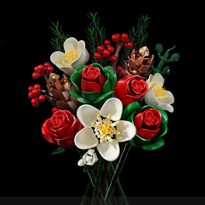 Yellow Flower Bouquet Building Set Block Roses Artificial Flowers Brick