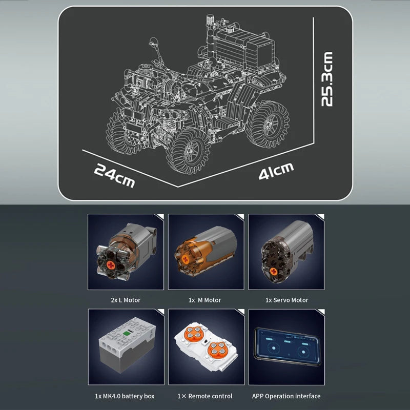 ATV Firefighting Rescue Vehicle Building Blocks RC Electric Motorcycle