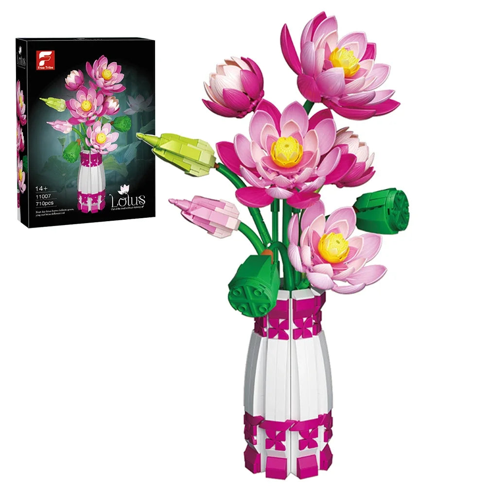 Lotus Flower with Vase Building Blocks