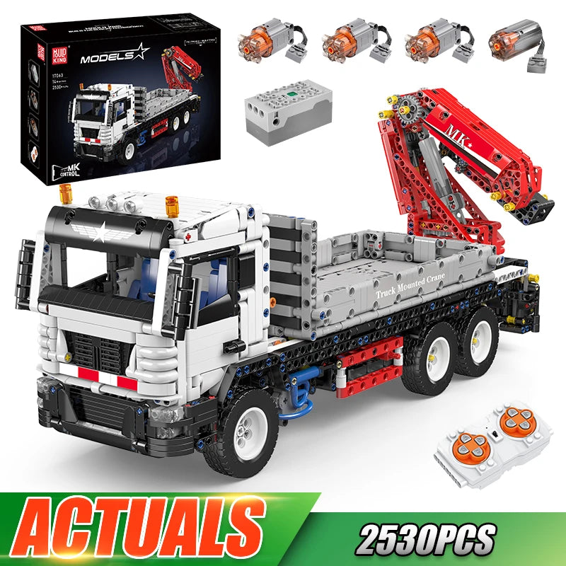 Truck with Crane Building Block Assembly Car Brick