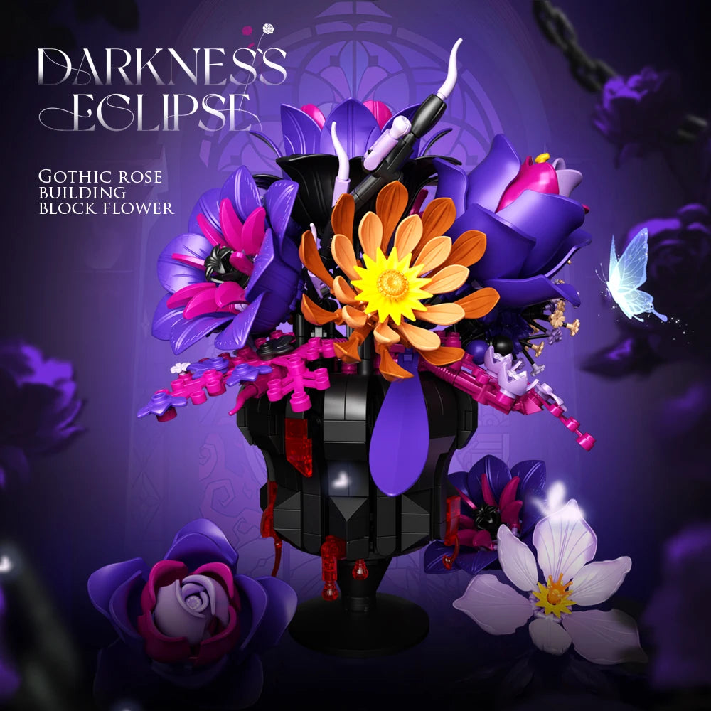 Romantic Flower Bouquet Building Blocks Preserved Flowers Vase Model