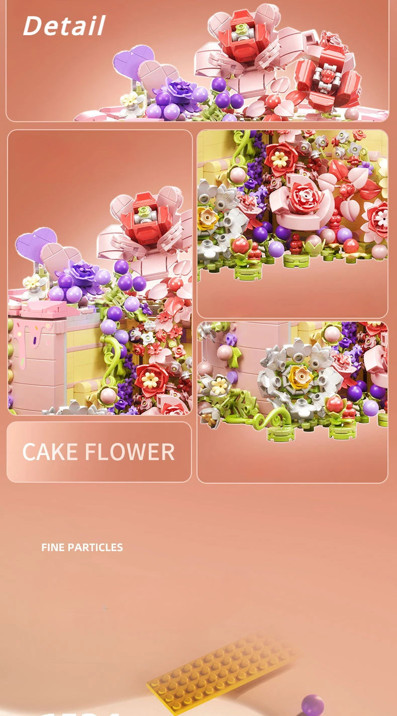 Rose Cake Flower Building Blocks